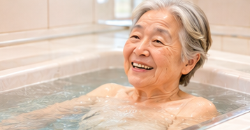 入浴サービスを利用して笑顔で過ごす利用者